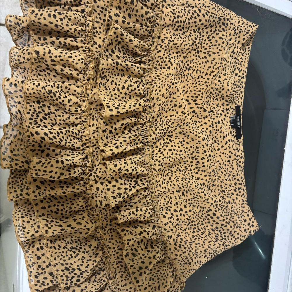Forever 21 Tan Leopard Mini Skirt